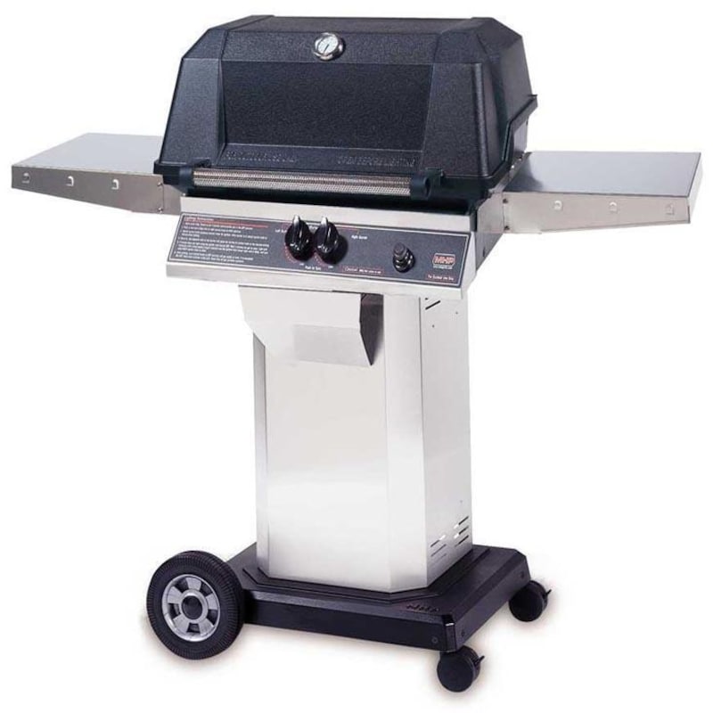 MHP WNK4DD Natural Gas Grill With Stainless Steel Shelves And SearMagic Grids On In-Ground Post WNK4DD-NS + MPP