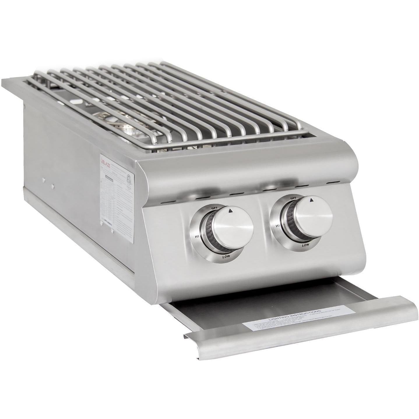 Blaze Premium LTE Built-In Propane Gas Stainless Steel Double Side Burner With Lid - BLZ-SB2LTE-LP