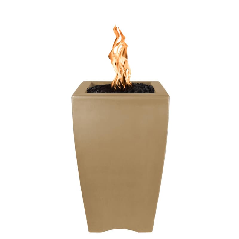 Top Fires by The Outdoor Plus Baston 30-Inch Propane Fire Pillar - Ash Concrete - Match Light - No Access Door