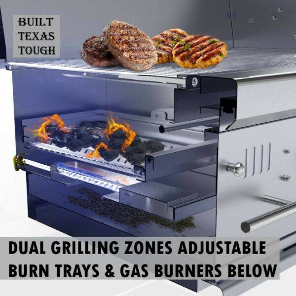 Sunstone Series 42″ Gas Hybrid Dual Zone Charcoal/Wood Burning Grill – EMCHDZ42