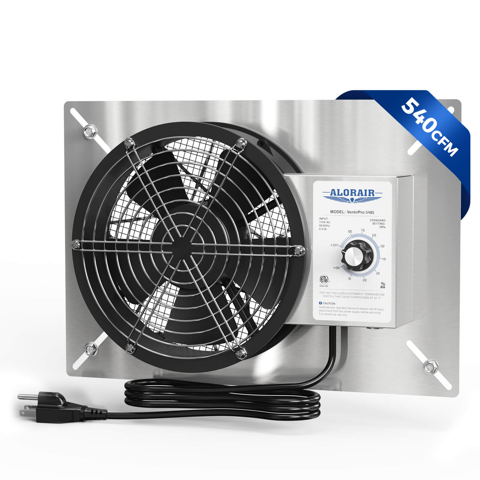 AlorAir 540 CFM Ventilation Fan Humidistat Dehumidistat VentirPro 540S