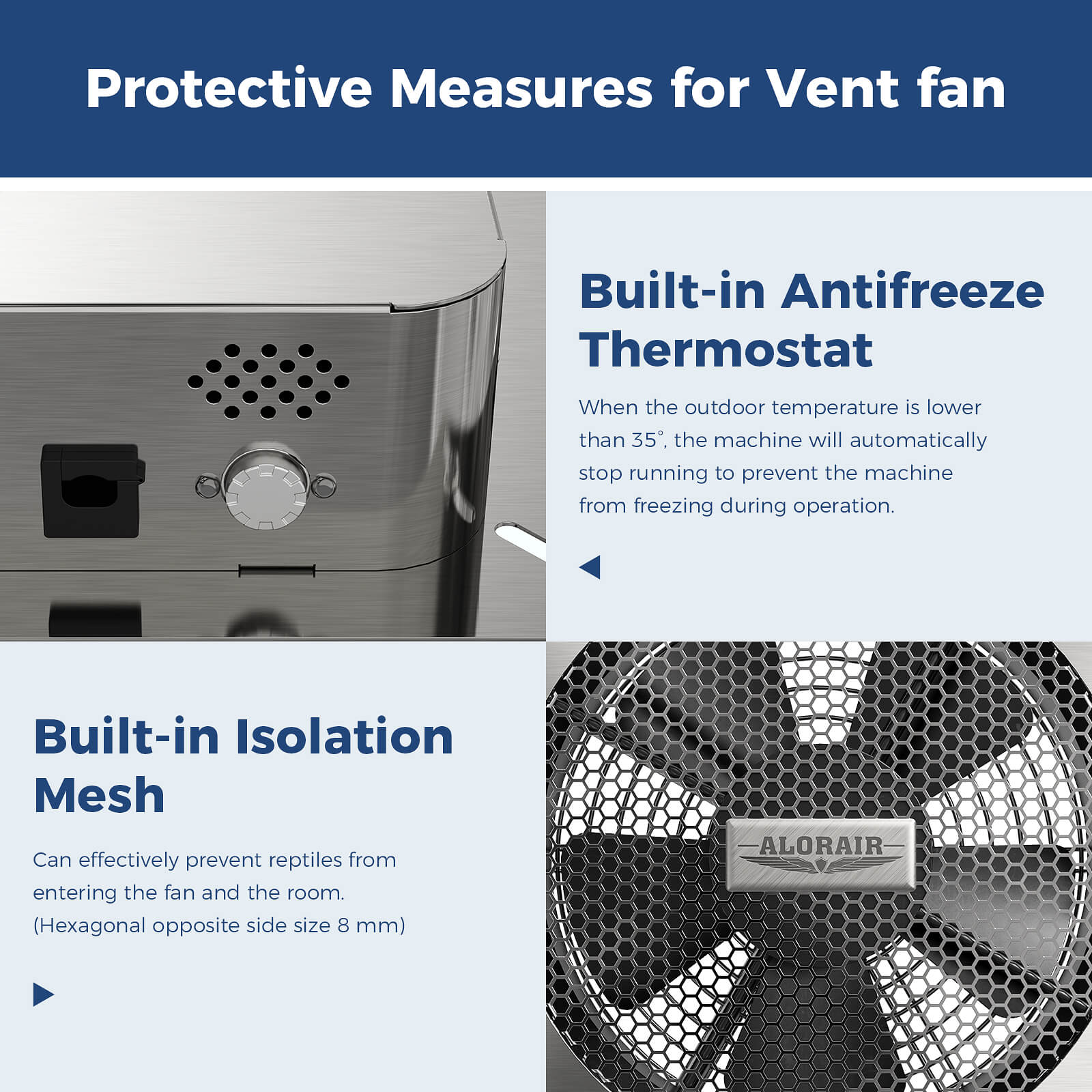 AlorAir 570CFM Stainless Steel Crawl Space Fan IP55 Rated VentirMax 570S