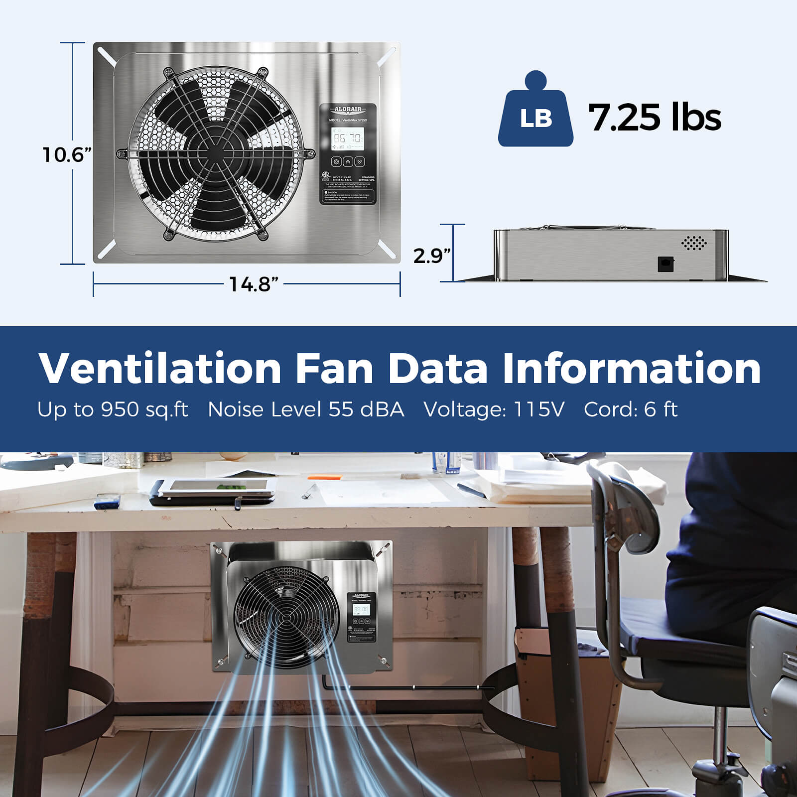 AlorAir 570 CFM Crawl Space Ventilator Fan VentirMax 570SD