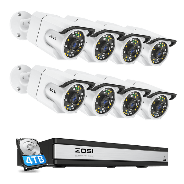 Zosi C105 4K 16 Channel PoE Security Camera System + 4TB Hard Drive