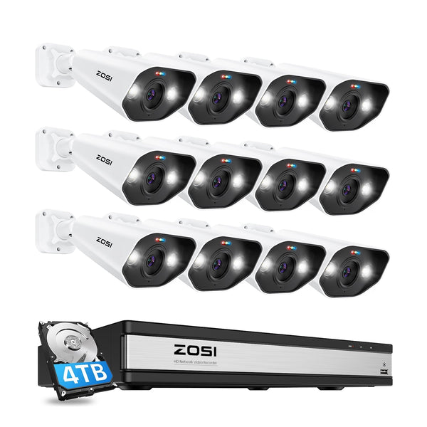 Zosi C182 4K PoE 16 Channel Security Camera System + 4TB Hard Drive