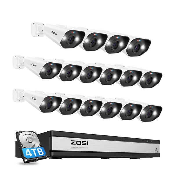 Zosi C182 4K 16 Camera Spotlight PoE Security Camera System + 4TB Hard Drive