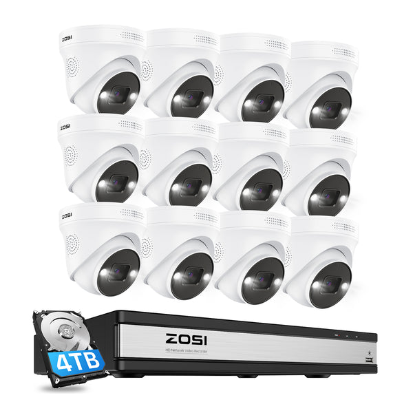 Zosi C225 4K 16CH 12 Camera POE Security System + 4TB Hard Drive