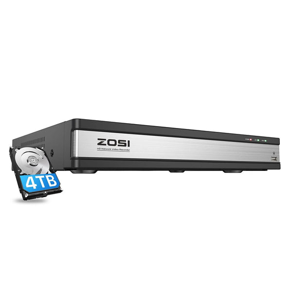 Zosi 4K 16 Channel Network Video Recorder NVR + 4TB Hard Drive