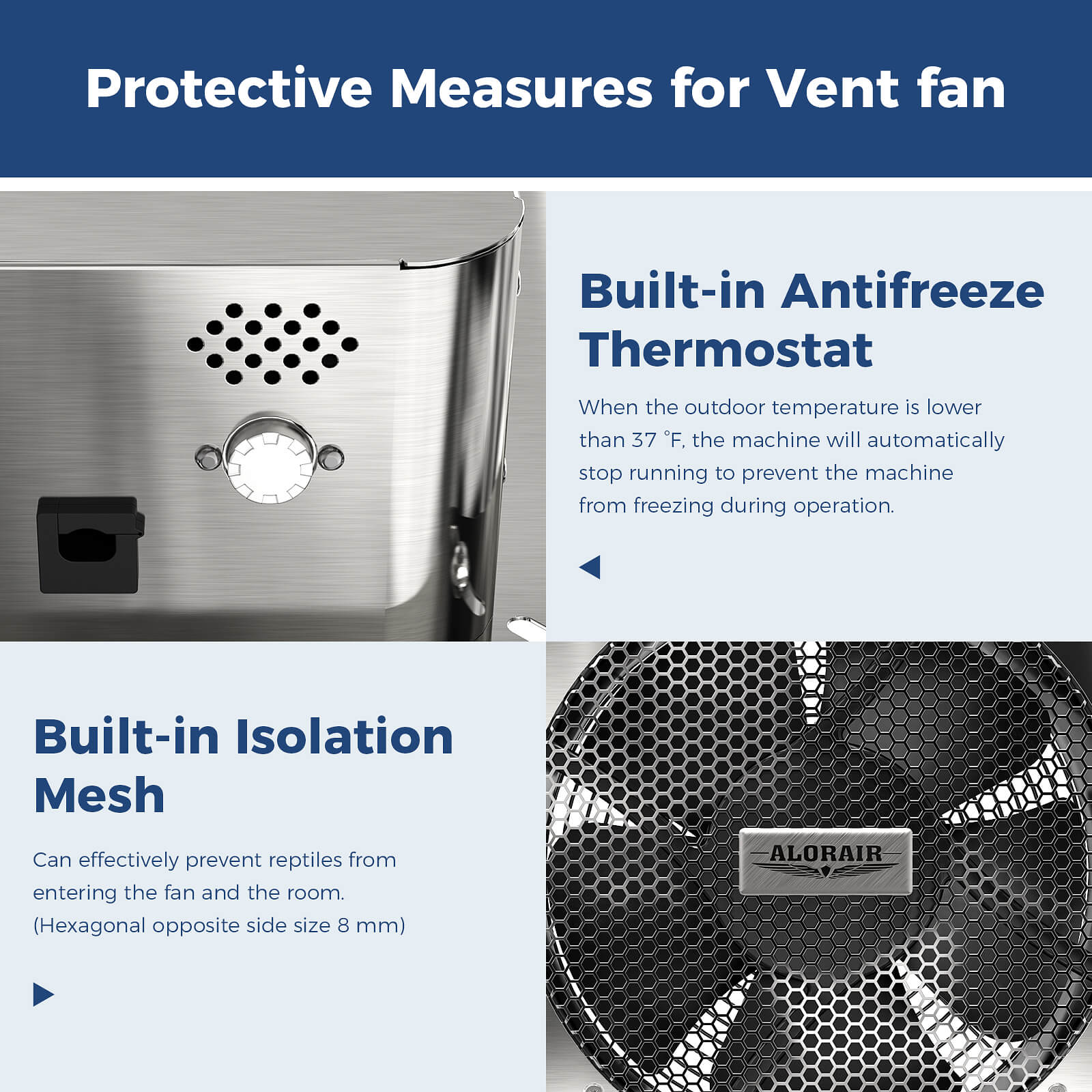 AlorAir 780CFM Stainless Steel Crawl Space Fan IP55 Rated VentirMax 780S