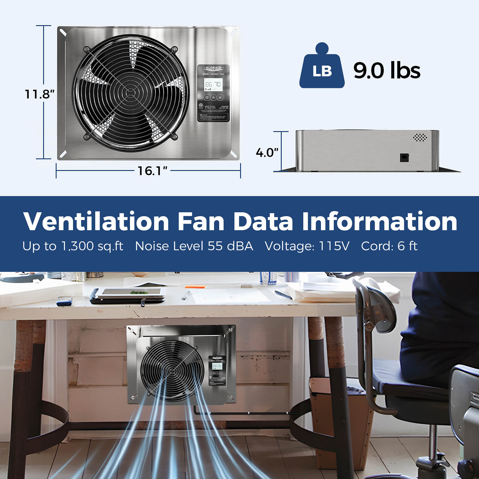 AlorAir 780 CFM Crawl Space Ventilator Fan VentirMax 780SD