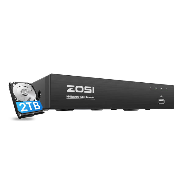 Zosi 4K 8 Channel Network Video Recorder NVR + 2TB Hard Drive