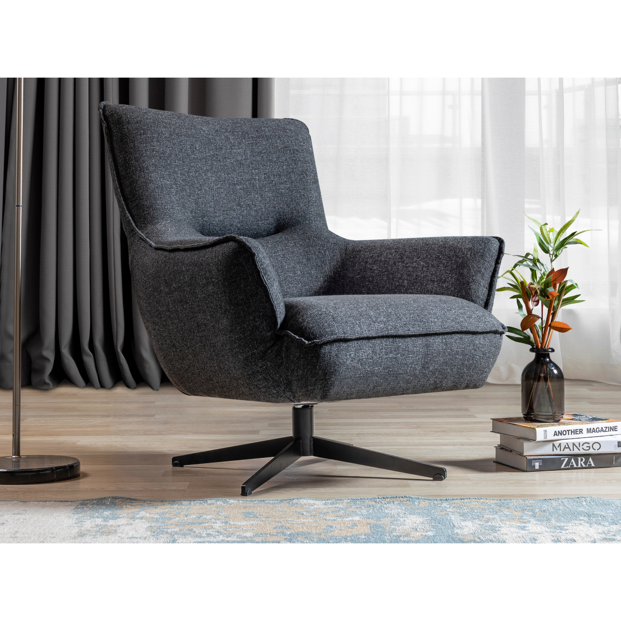 Whiteline Modern Living - Fatsa Swivel Chair CH1757F-DGRY