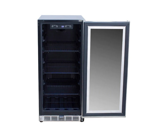 True Flame - 15" Outdoor Rated Fridge w/Glass Door - TF-RFR-15G