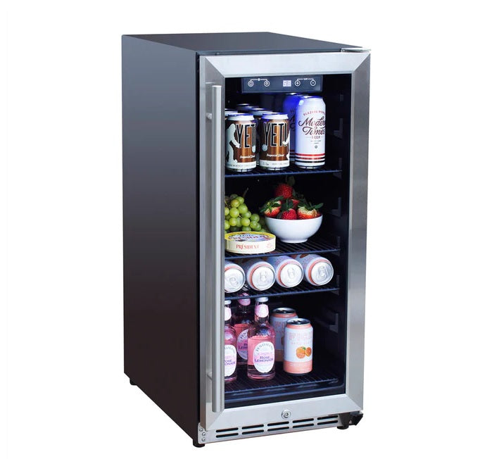 True Flame - 15" Outdoor Rated Fridge w/Glass Door - TF-RFR-15G