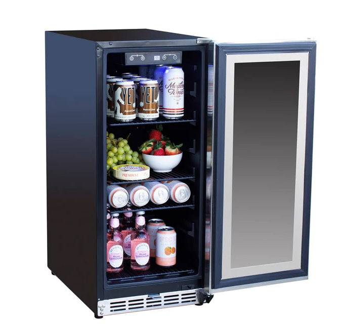 True Flame - 15" Outdoor Rated Fridge w/Glass Door - TF-RFR-15G