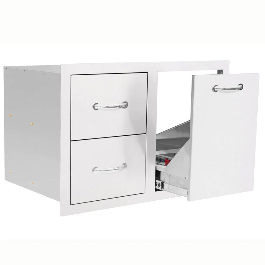 True Flame - 33" 2-Drawer & Vented LP Tank Pullout Drawer Combo - TF-DC2-33LP