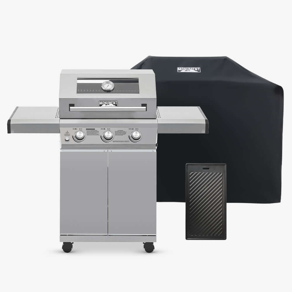 Monument Grills Mesa 300 Stainless Gas Grill 3 Burners  Liquid Propane Gas