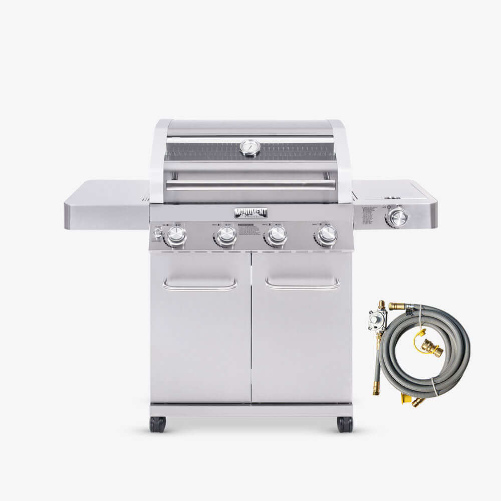 Monument Grills 41847NG Natural/Propane Gas Stainless Gas Grill 4 Burners  Propane & Natural Gas