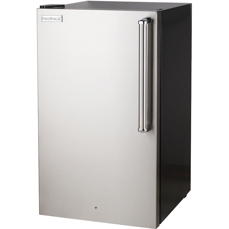 Fire Magic 20-Inch 4.0 Cu. Ft. Premium Hinge Compact Refrigerator - Stainless Steel Door / Black Cabinet - 3598-DL