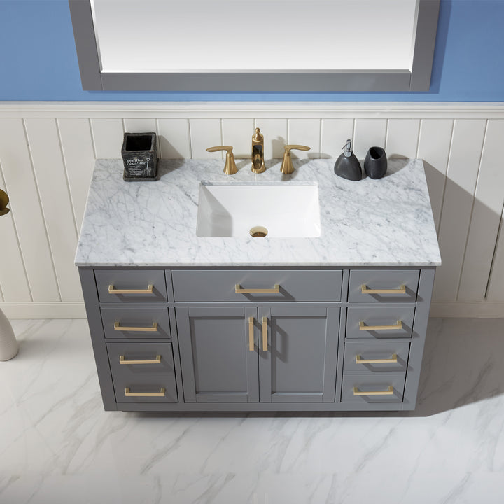 Altair Ivy 48" Single Bathroom Vanity Set with Carrara White Marble Countertop