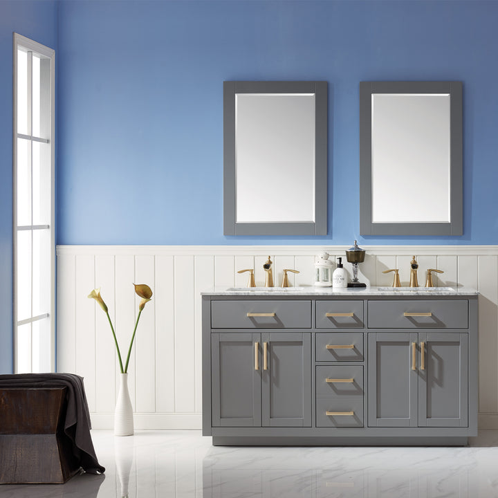 Altair Ivy 60" Double Bathroom Vanity Set with Carrara White Marble Countertop