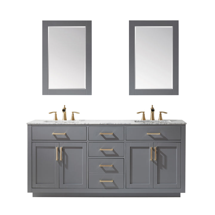 Altair Ivy 72" Double Bathroom Vanity Set with Carrara White Marble Countertop