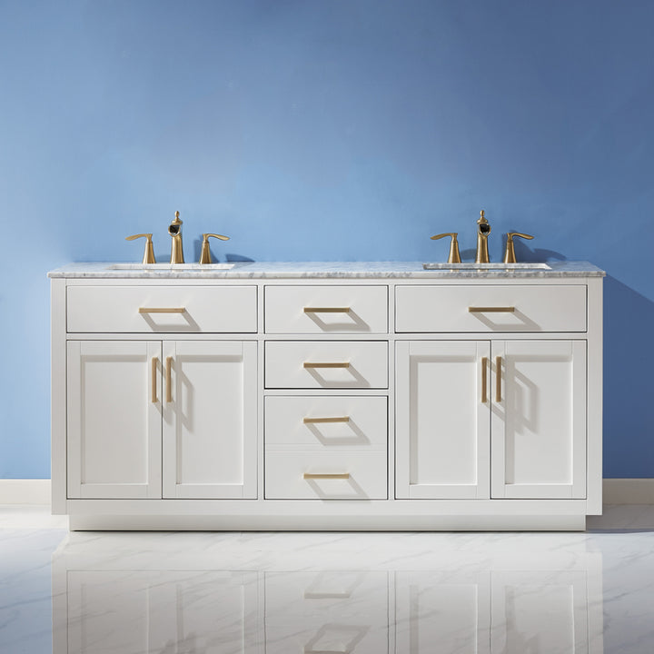 Altair Ivy 72" Double Bathroom Vanity Set with Carrara White Marble Countertop