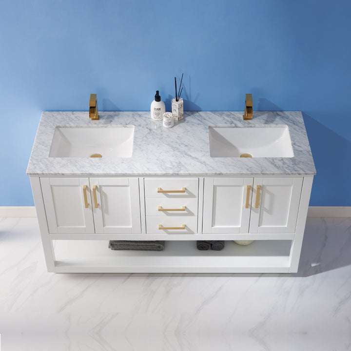 Altair Remi 60" Double Bathroom Vanity Set with Marble Countertop