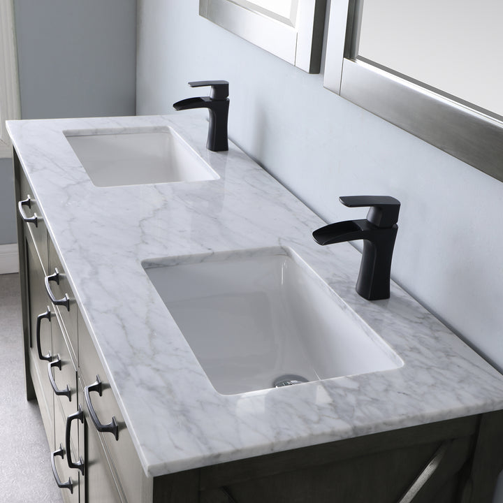 Altair Maribella 60" Double Bathroom Vanity Set with Carrara White Marble Countertop)