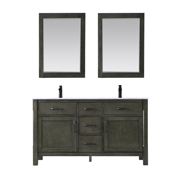 Altair Maribella 60" Double Bathroom Vanity Set with Carrara White Marble Countertop)