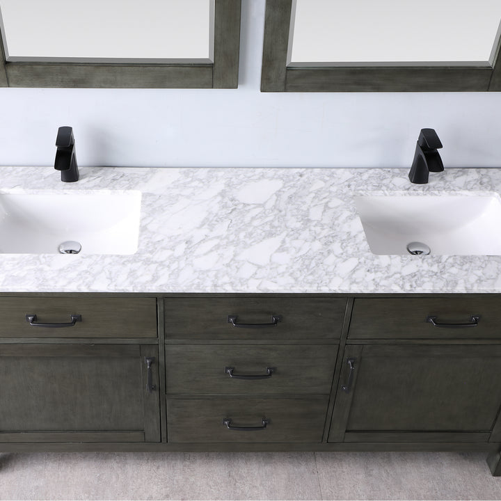 Altair Maribella 72" Double Bathroom Vanity Set with Carrara White Marble Countertop