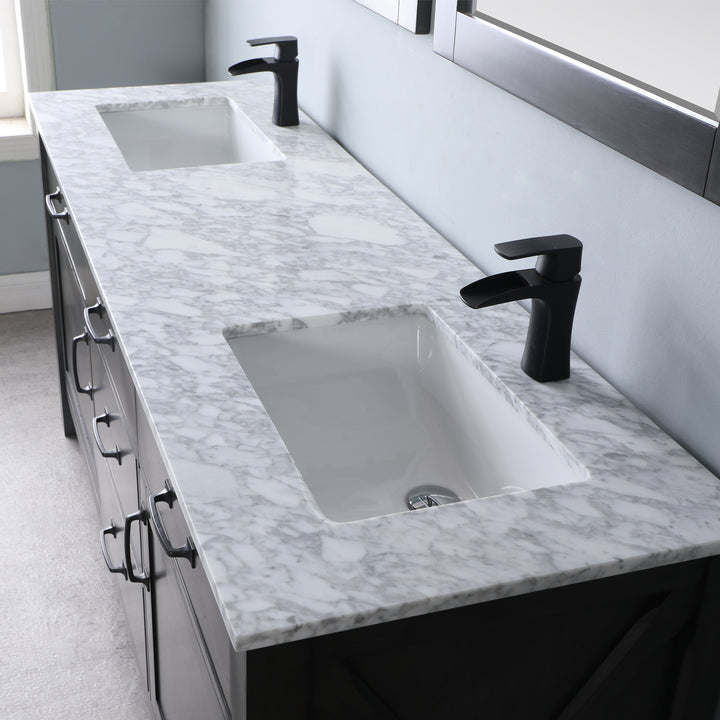 Altair Maribella 72" Double Bathroom Vanity Set with Carrara White Marble Countertop