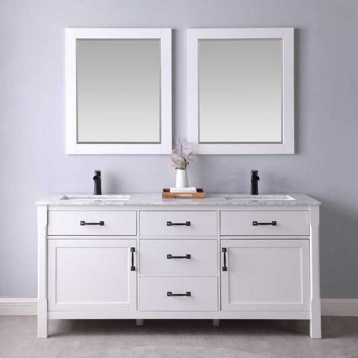 Altair Maribella 72" Double Bathroom Vanity Set with Carrara White Marble Countertop