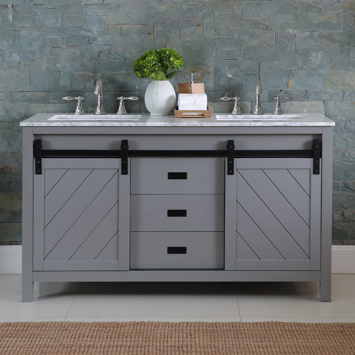 Altair Kinsley 60" Double Bathroom Vanity Set with Carrara White Marble Countertop