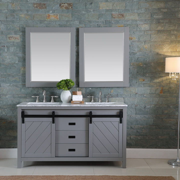 Altair Kinsley 60" Double Bathroom Vanity Set with Carrara White Marble Countertop