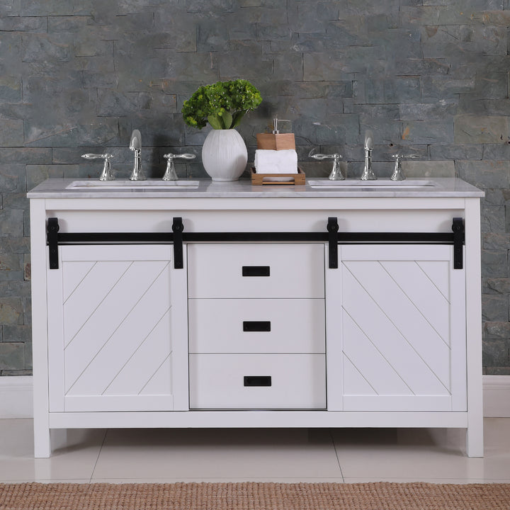 Altair Kinsley 60" Double Bathroom Vanity Set with Carrara White Marble Countertop