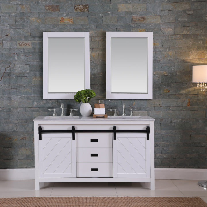 Altair Kinsley 60" Double Bathroom Vanity Set with Carrara White Marble Countertop