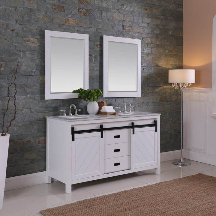 Altair Kinsley 60" Double Bathroom Vanity Set with Carrara White Marble Countertop