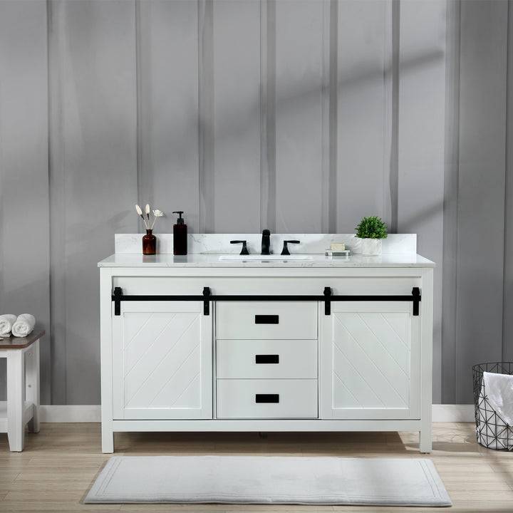 Altair Kinsley 60" Single Bathroom Vanity Set with Aosta White Marble Countertop