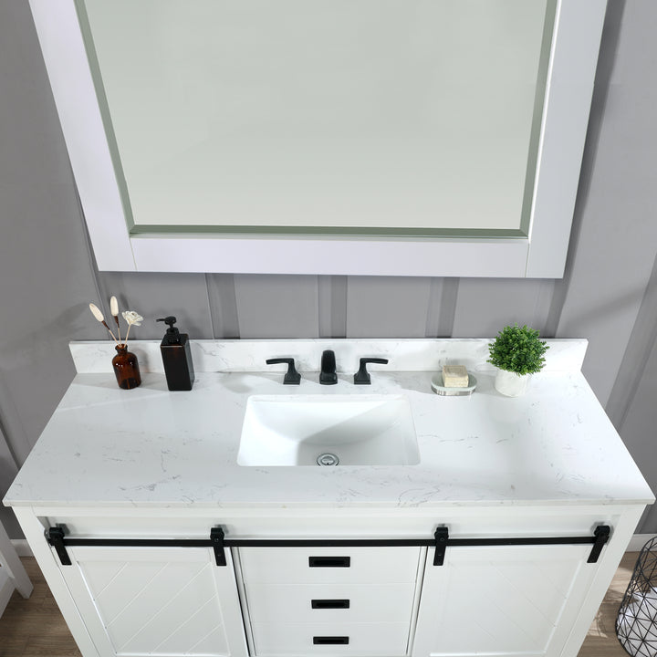 Altair Kinsley 60" Single Bathroom Vanity Set with Aosta White Marble Countertop