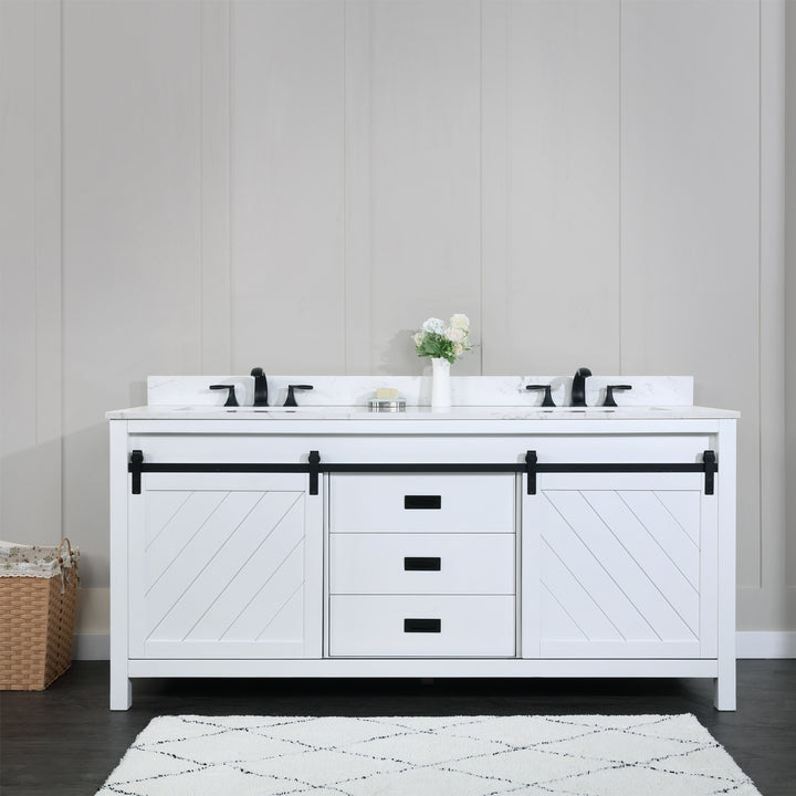 Altair Kinsley 72" Double Bathroom Vanity Set with Aosta White Marble Countertop