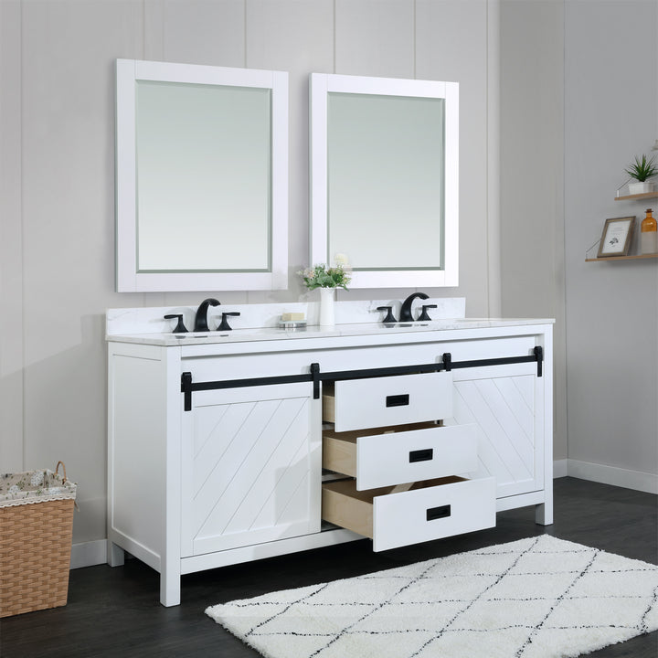 Altair Kinsley 72" Double Bathroom Vanity Set with Aosta White Marble Countertop