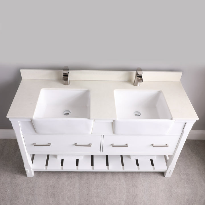 Altair Georgia 60" Double Bathroom Vanity Set with White Farmhouse Basins