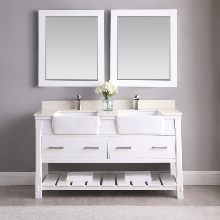 Altair Georgia 60" Double Bathroom Vanity Set with White Farmhouse Basins