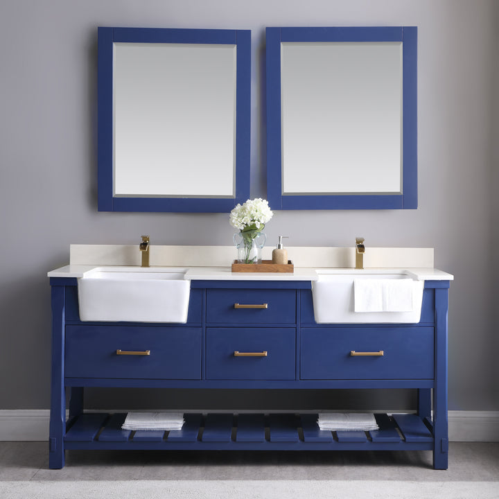 Altair Georgia 72" Double Bathroom Vanity Set with White Farmhouse Basins