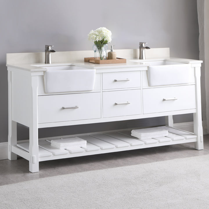 Altair Georgia 72" Double Bathroom Vanity Set with White Farmhouse Basins