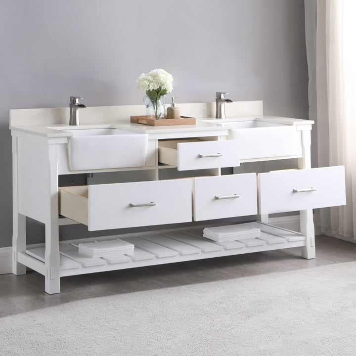 Altair Georgia 72" Double Bathroom Vanity Set with White Farmhouse Basins