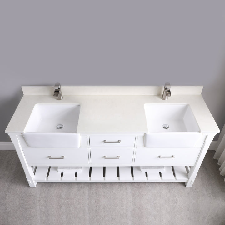 Altair Georgia 72" Double Bathroom Vanity Set with White Farmhouse Basins