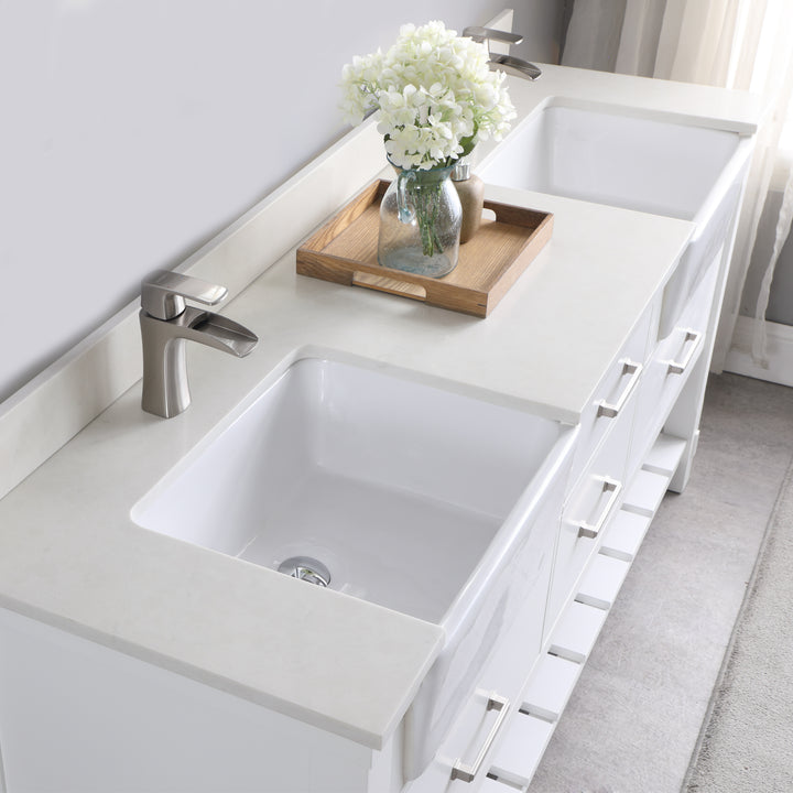 Altair Georgia 72" Double Bathroom Vanity Set with White Farmhouse Basins