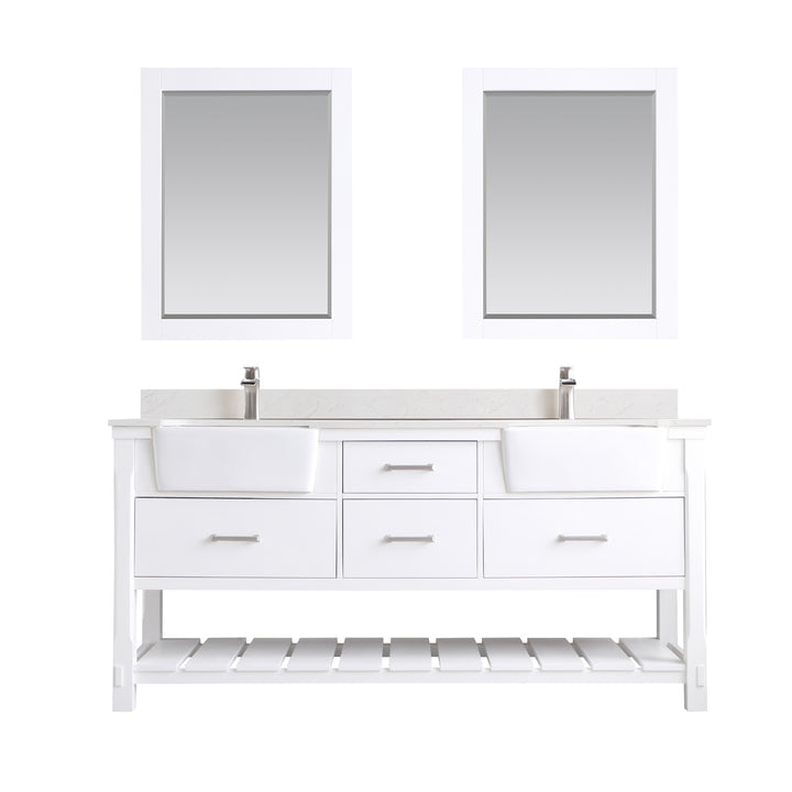 Altair Georgia 72" Double Bathroom Vanity Set with White Farmhouse Basins